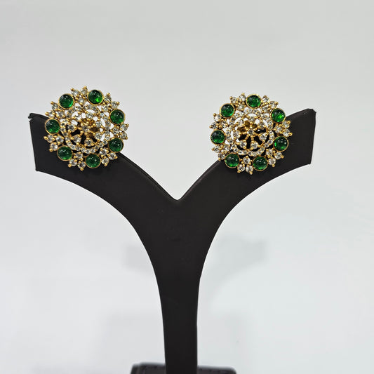 Angel Glitterz – Green Stone Statement Stud Earrings (AG8192)