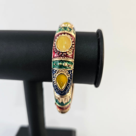 Angel Glitterz – Meenakari Stone Accent Hinged Bangle - Single piece  (AG8194)