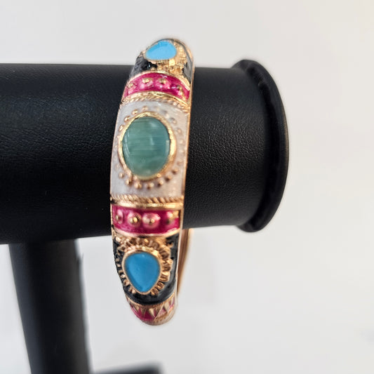 Angel Glitterz – Meenakari Stone Accent Hinged Bangle -Single piece (AG8195)