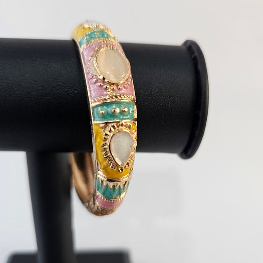 Angel Glitterz – Meenakari Stone Accent Hinged Bangle - Single piece (AG8196)